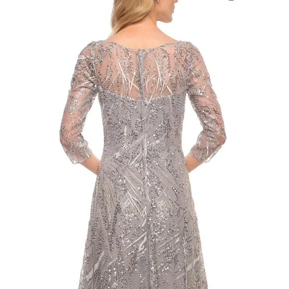 NEW LA FEMME Gray SEQUIN Embroidered MOTHER OF THE GROOM DRESS Mermaid GOWN 12 - Picture 13 of 16